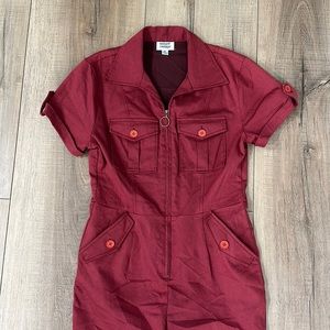 Burgundy vintage short sleeve jump suit